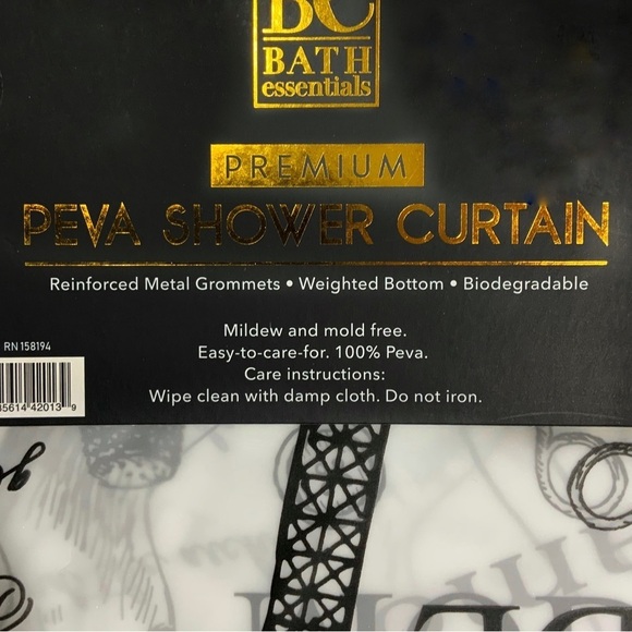 Paris Eiffel Tower French Shower Curtain Parisian Decor Black White 70 X 72 in - Picture 6 of 11